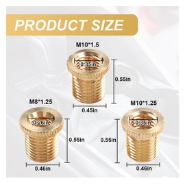 ZIMISI Car Shift Knob Adapters, M8 X 1.25, M10 X 1.25, M10 X 1.5 ID (to M12 X 1.25 OD) Universal Brass Thread Gear Shifter Knob Screw for Most Manual Gear Shift Head (3PCS)