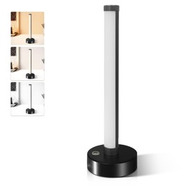 Type-C Rechargeable Cordless LED Table Lamp, Stepless Dimming with 3 Color Temperature Options (3000K-6000K), 2000mAh Battery for Bedroom, Living Room, Nightstand, Reading (Black)