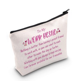MEIKIUP Work Bestie Gift for Women Work Bestie Makeup Bag Coworker Gift for Bestie BFF Gift Work Friend Gift for Her (CA Work Bestie Nothing Bag)