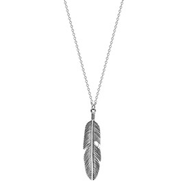 GIGB PBDK Boho Feather Pendant Necklace Chain Long Leaf Necklaces Sweater Necklaces Jewelry for Women (silver)