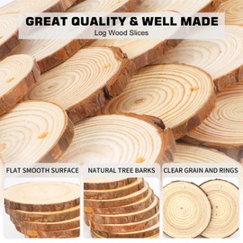 OPULANE Natural Wood Slices 30Pcs 3.5-4 Inches Unfinished Wood Rounds Predrilled Holes with 98Ft Twine String Wood Circles for Crafts Wood Burning Painting Arts Wedding Decor DIY Christmas Ornaments