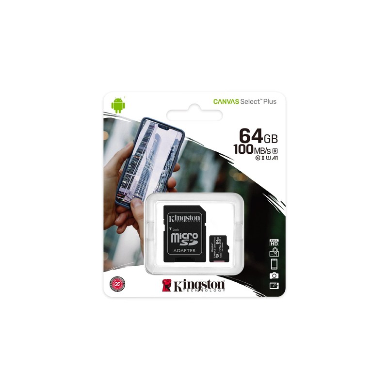 Kingston Canvas Select Plus microSD Card SDCS2/64 GB Class 10