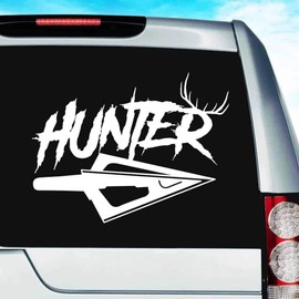 Bowhunter Arrow Tip with Deer Antlers Vinyl Hunting Decal Sticker Bumper Cling for Car Truck Window Laptop Wall Cooler Tumbler | Die-Cut/No Background | Multi Sizes/Colors, 20-inch, Orange