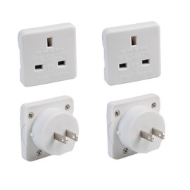 Invero® Set of 2 UK to USA US America Canada Tourist Travel Plug Power Mains Adaptor - White