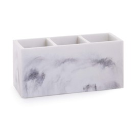 BINO Multi Purpose 3 Compartment Organizer - Makeup Container Organizers - Compartment Organizer for Makeup Brushes, Home and Office Supplies - Matte Marble