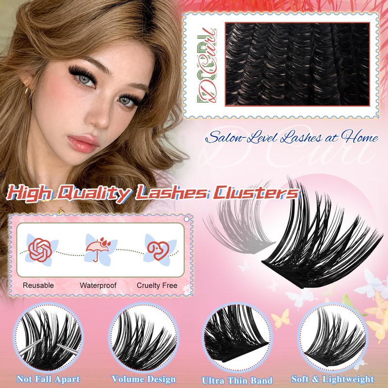 Lash Clusters Kit 80D+150D Thick Volume Eyelash Clusters Kit 8‑18mm