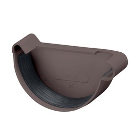 INEFA Gutter End Piece Semicircular, PVC NW125 / 125 mm, Right Dark Brown Gutter Accessories, Easy Plug-In Installation, Made in Germany