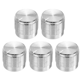 uxcell 5pcs Potentiometer Knob Knurled Shaft Silver Tone Aluminum 6mm Shaft Dia. Rotary Knob 15mmx13mm Volume Control Knob