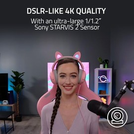 Razer Cámara Web Kiyo Pro Ultra 4K: Sensor Grande - Corrección de luz automática - Micrófono y Obturador Integrados - Creación de Contenido de Grado P