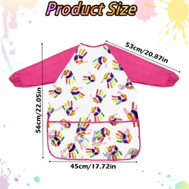 REEKNOKOL Kids Apron, Ages 3-8 Apron for Kids Waterproof Children's Aprons Kids Painting Apron Kids Aprons for Painting with Pocket for Painting, Cooking, Eating, Arts & Crafts (Pink)