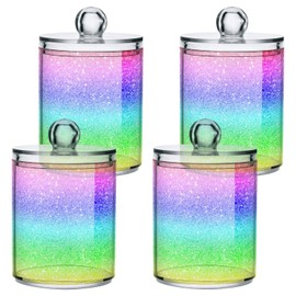 Zhirexin Beautiful Rainbow 2PC Airtight Transparent Plastic Storage Jars, Food Storage Containers, Can Store Food, Herbs, Tea, Etc, With Storage Lids, Easy to Use and Clean.