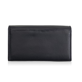 Josephine Osthoff Women's Leather Long Wallet with Clip Closure, Small Wallet, Credit Card Holder, RFID Protection Wallet with Coin Compartment (920), navy, coin purse