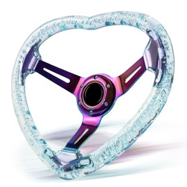 VOONKE Universal Racing/Golf Steering Wheel, 13.8" 6 Bolts Grip Acrylic Love Steering Wheel For Club Car EZGO RXV & TXT, Yamaha, Precedent Tempo, DS,for Race/Rally/Motorsport/Car(blue)