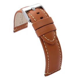 diloy Sporty Watch Strap Made of Smooth Cowhide Leather with White Stitching - Padded - Sizes 14 mm 16 mm 18 mm 20 mm 22 mm 24 mm - Elegant and Durable P354, 22 mm, Leather, Not applicable