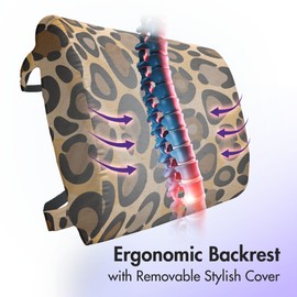 Lunarable Animal Print Lumbar Back Support Pillow, Cartoonish Design Leopard Skin Wild Nature Savannah Fauna Fashion Pattern, High Density Foam for Office Chairs Car Seats, 14" x 13", Multicolor