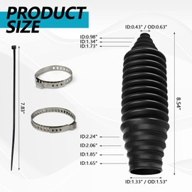 Hbxdeco 2PCS Car Rack and Pinion Boot, Silicone Steering Rack and Pinion Tie Rod Boots, Dustproof Pinion Bellow Boots with 6 Cable Ties & 4 Clamps, Universal Inner Tie Rod Boot