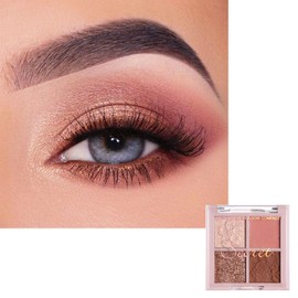 Brown Eyeshadow Palette 4 Colors, Shimmer Matte Pink Makeup Palettes, Glitter Eyeshadows Nude Soft Colour, Natural Long Lasting Smooth Powder, Eye Shadow Pallets Gift for Women
