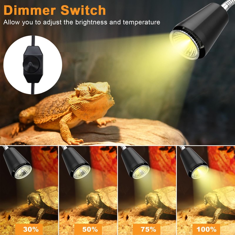 ZJNBMTFY Reptile Heat Lamp,UVA/UVB Reptile Light,360° Rotatable Clip,Turtle Heating Lamp