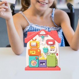 F Fityle Busy Board Toy Montessori Toy, Interactive Game Sensory Activity Board Fine Motor Skills Toy for Boys Girls Kids, Red