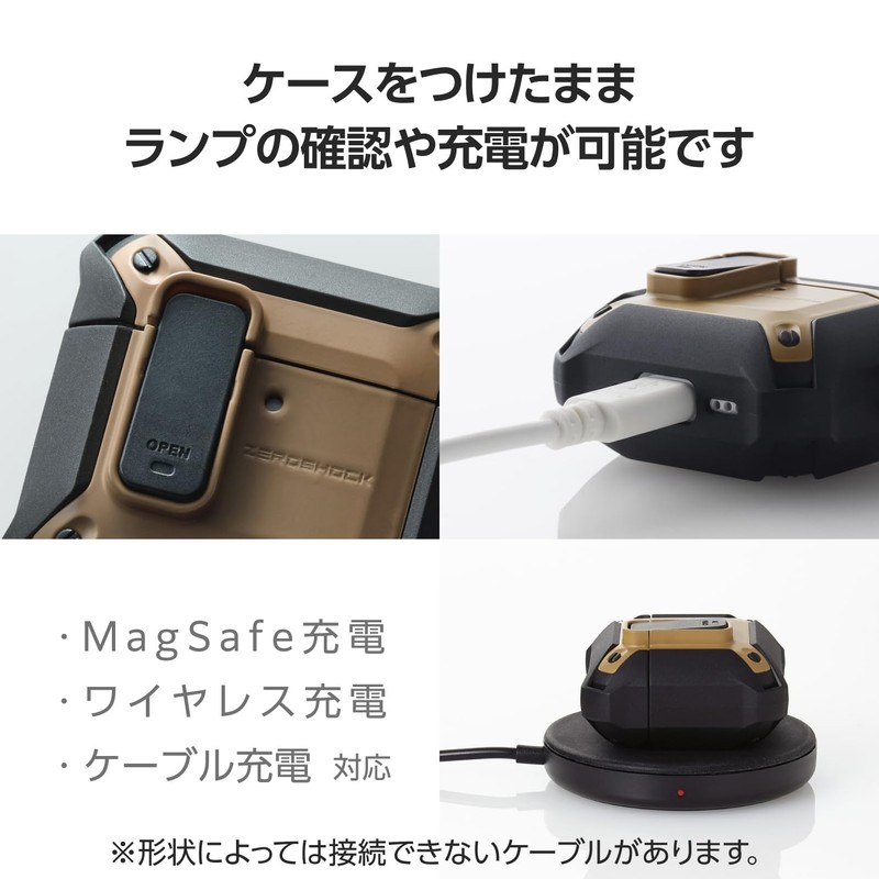 Elecom AVA-AP06ZEROLBR AirPods Case, 4th Generation, Active Noise Cancelling, Locking