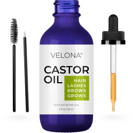 velona USDA Certified Organic Castor Oil - 2 fl oz | Stimulate Growth Eyelashes, Eyebrows, Hair | Cold pressed, Natural Oil, USP Grade | Hexane Free, Lash Boost Serum, Caster | Starter Kit…