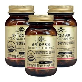 Solgar Folic Acid 800 410mg / 솔가 엽산 800 410mgX100정X3개23236388673596