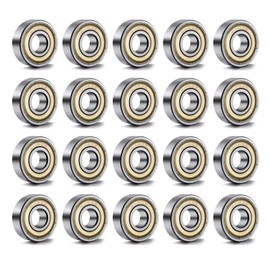BRIIKPP Bearings 608ZZ Silver Repair Parts Inner Diameter 0.3 inch (8 mm) x Outer Diameter 0.9 inch (22 mm) x Width 0.3 inch (7 mm) Bearings 20 Pieces