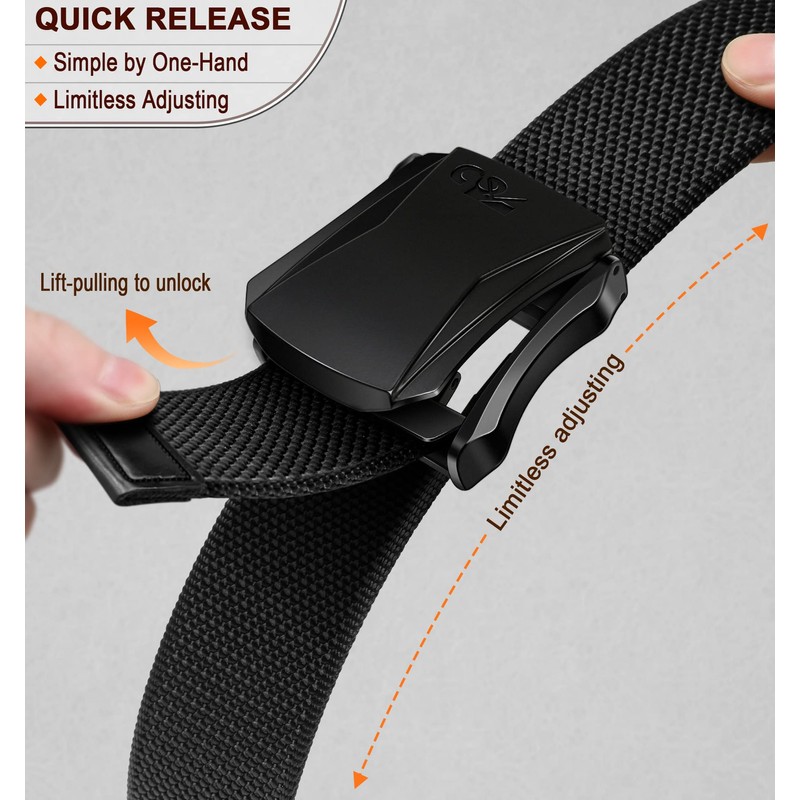 KEMISANT Men's Hiking Work Belt 38 mm Quick Release Metal