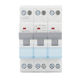 Dual Power Manual Transfer Switch DIN Rail Mount 3P Interlock Circuit Breaker Isolating Switch 400VAC 63A