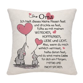Bommex Geschenk für Oma, Kissenbezug für Oma Geschenk für Oma von Enkeltochter Enkel Oma Kissenbezug Oma Geburtstagsgeschenk (Oma)