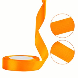 Orange Solid Satin Ribbon, 1Inch x 25 Yards Silk Fabric Ribbons for Crafts, Gift Wrapping, Hair Bows, Floral Bouquets, Sewing, Wedding Party Decoration and More