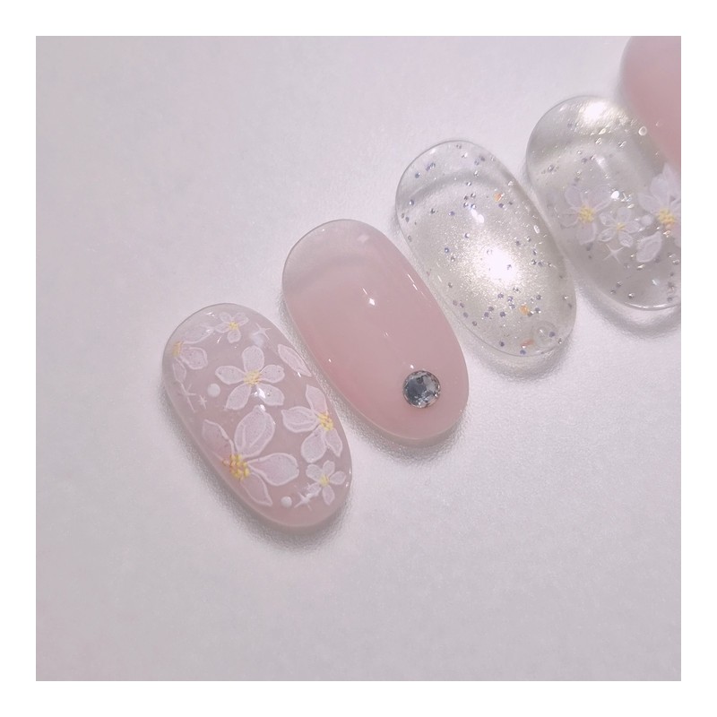 Handmade Nail Tip Sakura Bloom - Almond Long / 수제네일팁