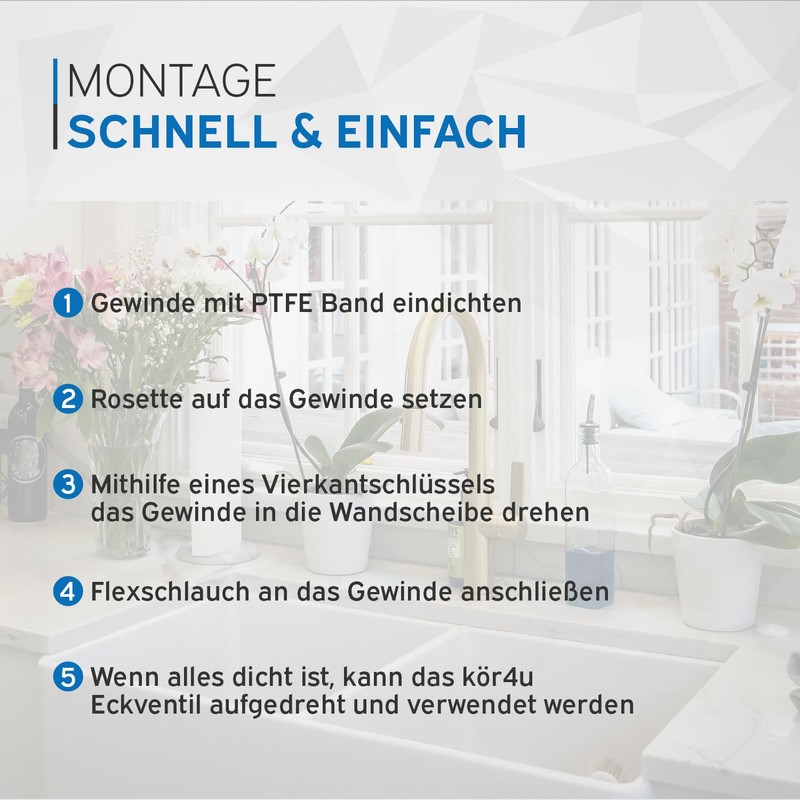 kör4u Design Angle Valve 1/2 x 3/8 Inch Water Shut-off