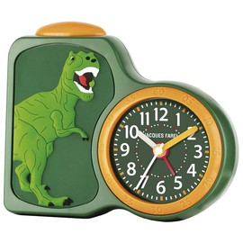 JACQUES FAREL ACB 06DINO Children's Alarm Clock Boys 3D Dinosaur Green Yellow Analogue Quartz No Ticking with Light and Snooze
