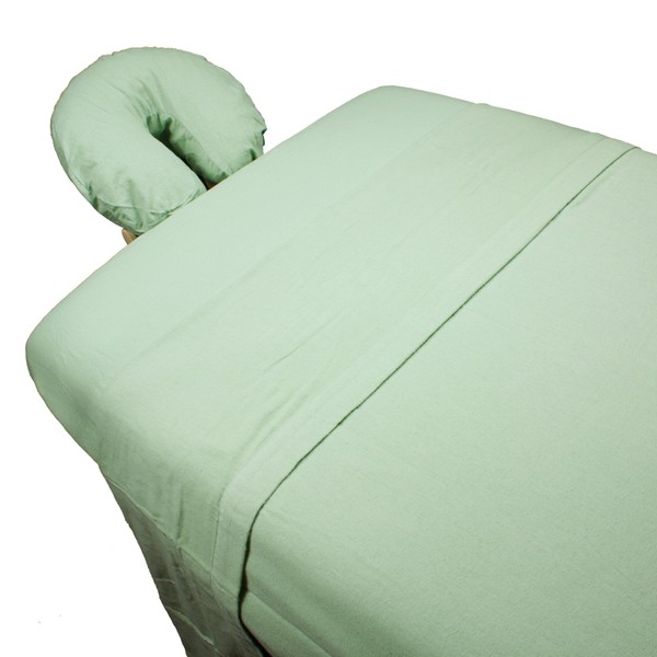 Body Linen Deluxe 3 Piece Flannel Sheet Set - Super Soft & Durable 100% Double-Brushed Cotton Flannel - Includes Flat Sheet, Fitted Sheet, and Fitted Face Cradle Cover - Sage