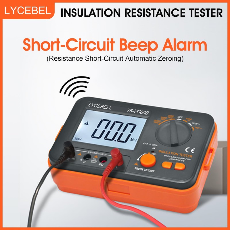LYCEBELL Digital Insulation Resistance Tester LC-VC60B Megohmmeter 0.1~200 MΩ Insulation