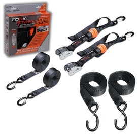 TorkStrap HD750 Bundle | 14' x 1.5'' Heavy Duty Spring Loaded Tie Down Straps with 24' Strap Extensions - 2,250LB Max Load - Just Pull Alternative to Ratchet Straps - Integrated Soft Loops (2-Pack)