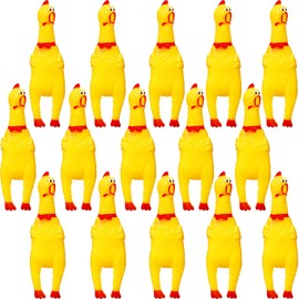 15 Pcs Rubber Chicken Screaming Chicken squeeze Novelty Squeaky Noise Shrilling Shrieking Squawking Chicken Noisemaker Novelty Gadget for Dogs Pets, 6.3 Inch