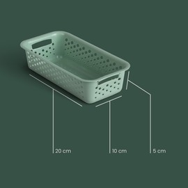 Pack of 4 Storage Baskets 0.7 L with Handles - BPA-Free - Organiser (20 x 10 x 5 cm / Green) - Baskets for Bathroom Kitchen Bedroom Household Basket