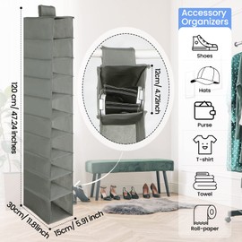 Kenning 4 Pack Hanging Shoe Shelves 10 Shelf Hanging Shoe Organizer Holder for Hats Purses Handbags Closet Space Saving