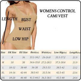 COSHAL® Womens Control Vest Women's Seamless Control Vest Top Tummy Waist Control Ladies Compression Camisole Undershirt Body Shaper (1, Nude, XL)