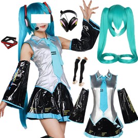 XSPQGQ Anime Costume Party Dress Uniform For Women Full Set With Wig (Blue, S)