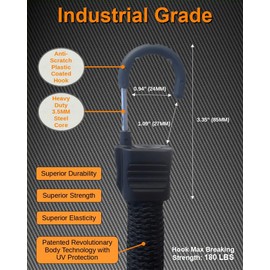 SuperBungee® Cords | 2 Pack of 32-Inch Cords (38" incl Hooks) That Stretch to 15 FEET