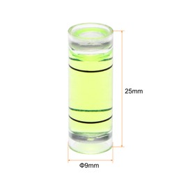 HARFINGTON 10pcs Cylindrical Bubble Level 9x25mm Mini Bullseye Spirit Levels for Leveling Camera Tripod Telescope Workshop Turntable Pictures Frame, Green