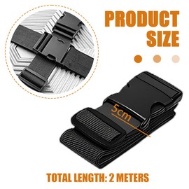 SULIUDAJI Black Suitcase Strap 200 Cm Luggage Strap Long Suitcase Luggage Straps Suitcase Strap Set Of 2 Adjustable Suitcase Luggage Straps Luggage Strap For Suitcases