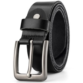 maikun Genuine Leather Belts for Men,Black Leather Mens Belt,Length51