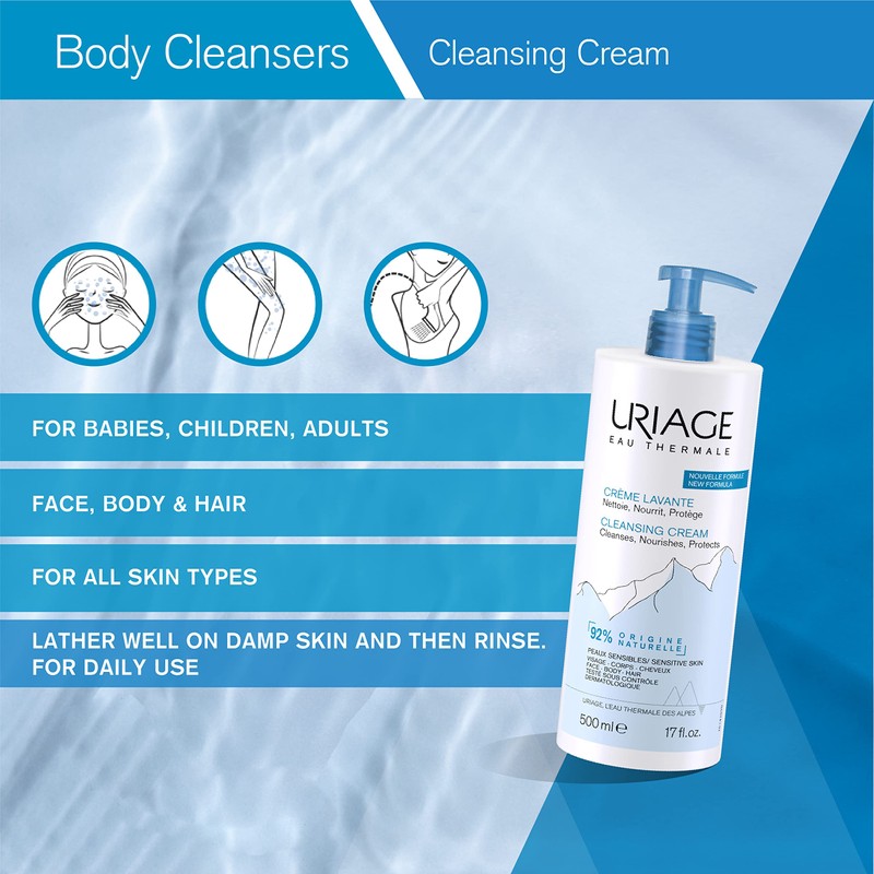 Uriage Cleansing Cream for Sensitive Skin, 500 ml