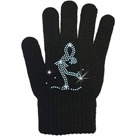 ChloeNoel Ice Skating Gloves - GV22 (Mini Lay-Back Skater Crystals (Black,Adult)