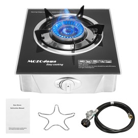 Single Burner Propane Stove 15000 BTU, Portable Gas Propane Stove 1 Burner, Camping Stove Propane with LPG Adapter Hose for Indoor and Outdoor Kitchen Cooking