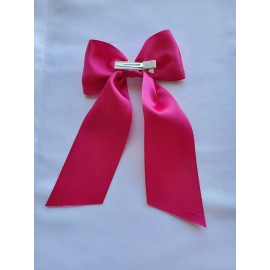 "Handmade" Hot Pink Boutique Handmade Big Girl Large Satin clip Hair Bow ribbon  2.25" USA